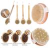 Wooden Boar Bristle Bath Brush with Long Handle for Scrubbing and Massage