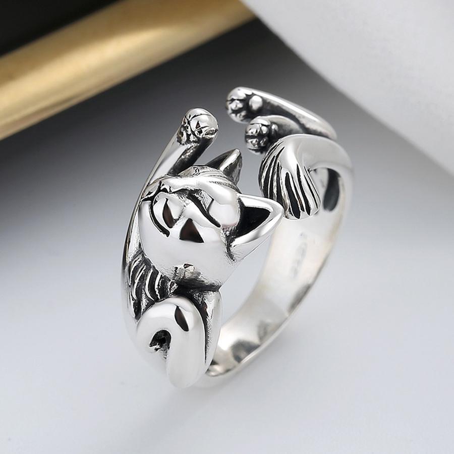New Bohemian Simple Fashion Fortune Cat Size Adjustable Ring