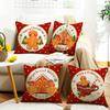 Christmas Cookie House Gingerbread Man Fairy Tale Style Red Warm Home Decoration Sofa Pillow Cover