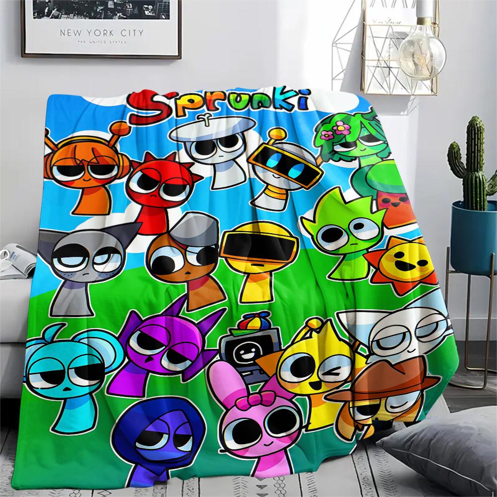 1 Stück Sprunki-Print Flanelldecke, Hohe Qualität für alle Jahreszeiten, Heimdekoration, Wärme und Komfort, Perfekt für Weihnachtsgeschenke