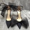 Lace Big Bowknot Satin Women Pumps Elegant Stiletto High heels Party Prom Sandals Spring Summer Wedding Bridal Shoes