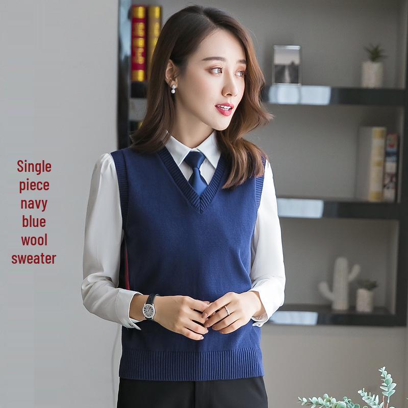 Unisex V-neck Wool Sweater Vest for Spring/Autumn Business Wear
