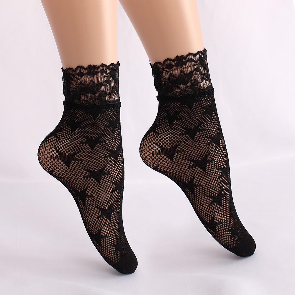 Calzini Sexy Neri a Rete per Caviglia da Donna – Stile Retro Harajuku, Sottili Estivi