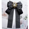 Korean Style Bow Tie With Striped Pattern And Rhinestone Accents For Women And Men