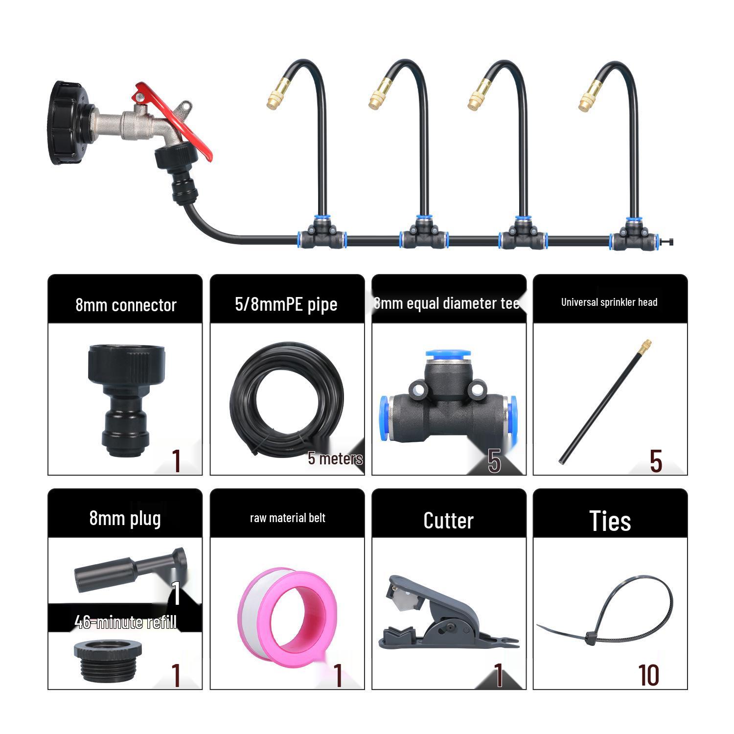 Universal 360° Rotating Automatic Garden Sprinkler with Micro-spray Nozzle for Effective Cooling and Watering