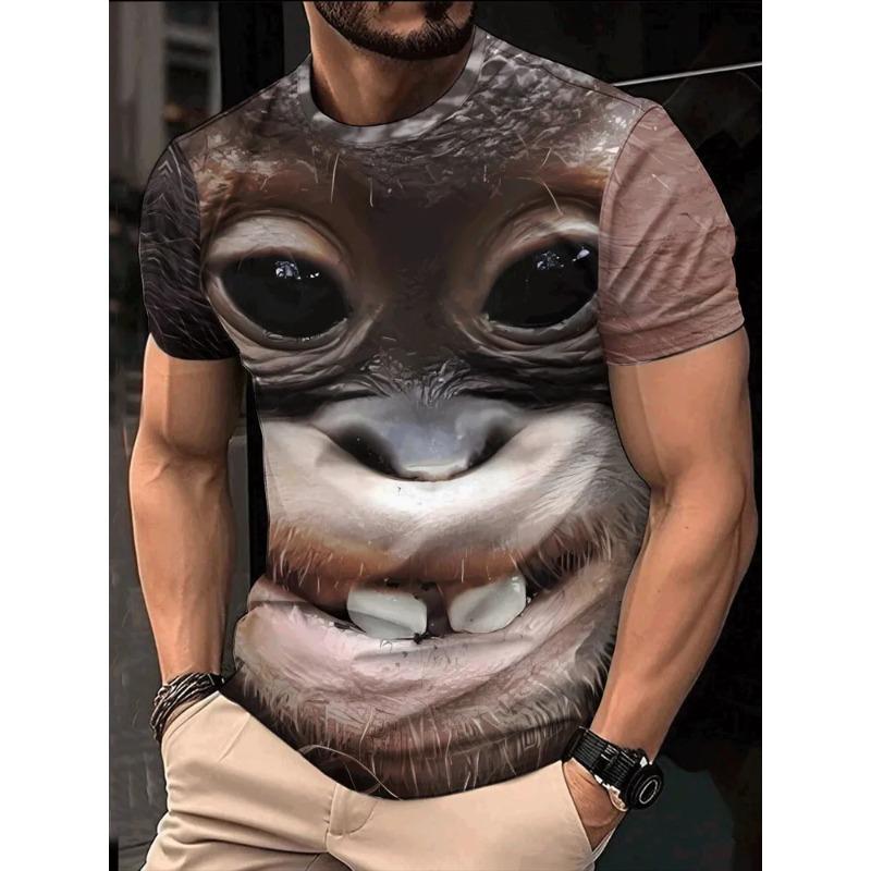 Summer Men's Animal 3D Printed Crew Neck T-Shirt