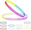 12 Pcs Stretch Tattoo Choker Necklace Set for Women, Hollow Lace Elastic Necklaces, Retro 90s Y2K Colorful Jewelry for Daily Wear