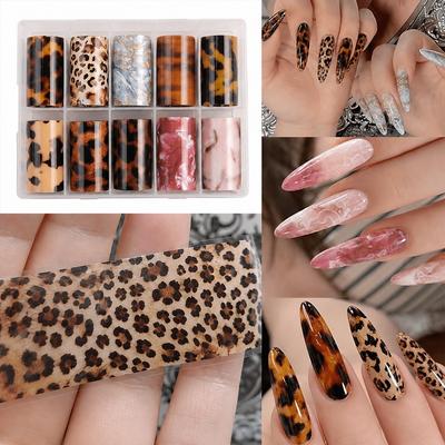 Stripe Pattern Nail Stickers Leopard Print Nail Art Stickers Fashion Nail Decals  Manicure DIY