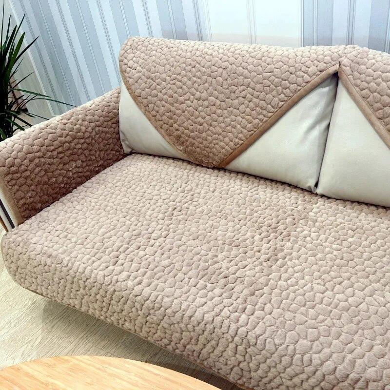 

1 шт., новая подушка для дивана из мягкого камня, зимний толстый плюшевый чехол для дивана, минималистичный стиль, противоскользящий теплый чехол, тканевое полотенце 90x90cm