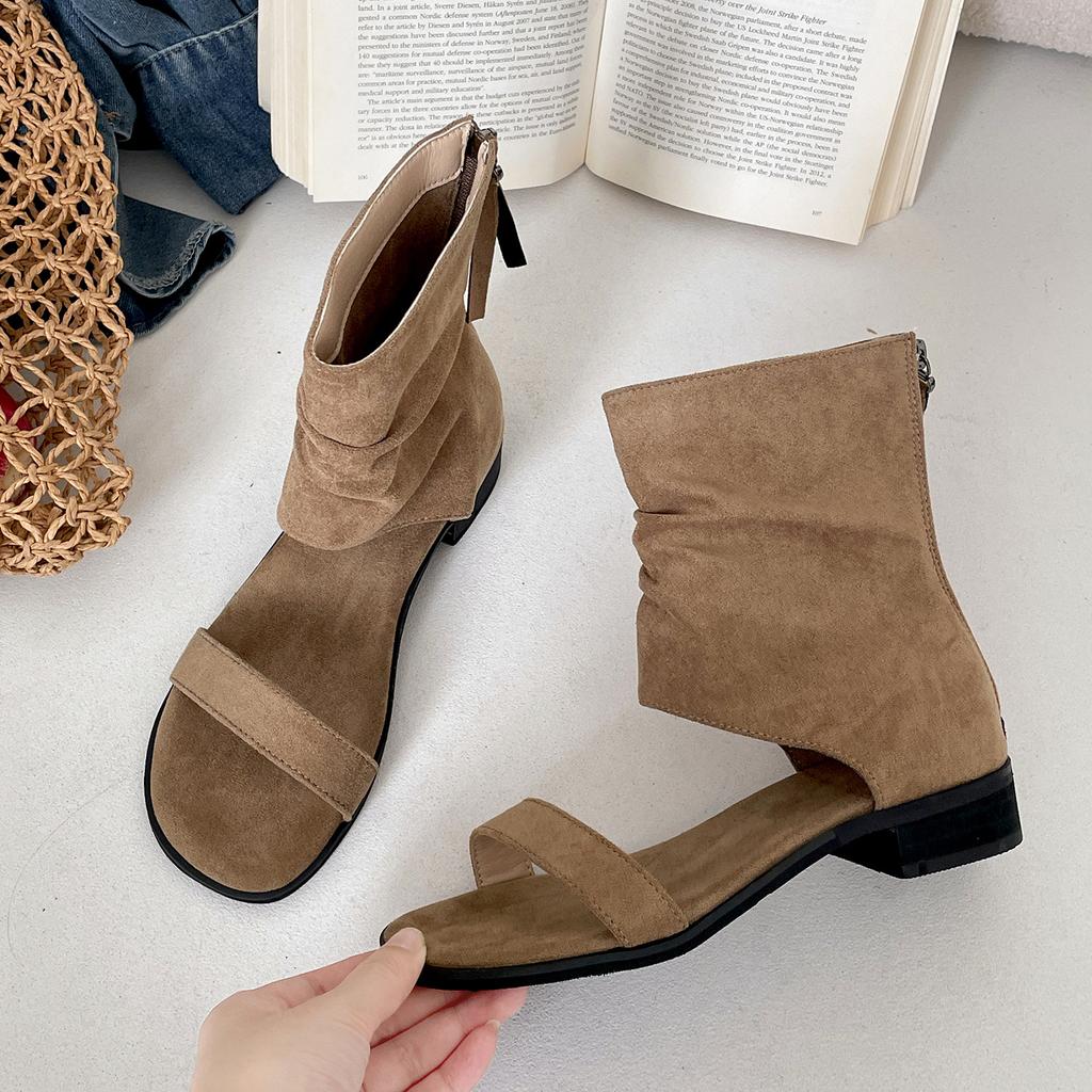Fashion Temperament, High-end Thick-heeled Sandals for Women's Summer Wear 2025 New Models with Skirts, Retro Height-increasing Cool Boots