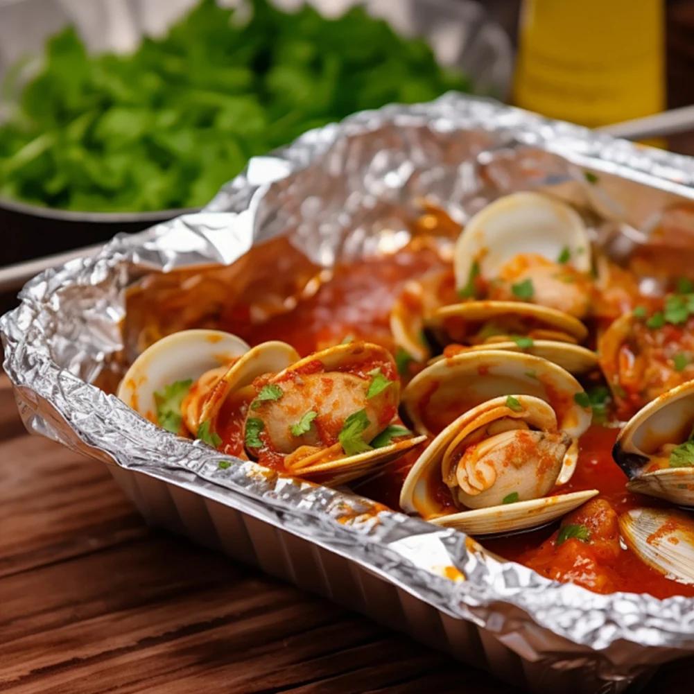 1-5 pachete de hârtie din folie de aluminiu de calitate alimentară, de unică folosință, rolă de folie de tablă, friteuză cu aer, folie de tablă, cuptor, grătar, hârtie de copt, gadgeturi de bucătărie