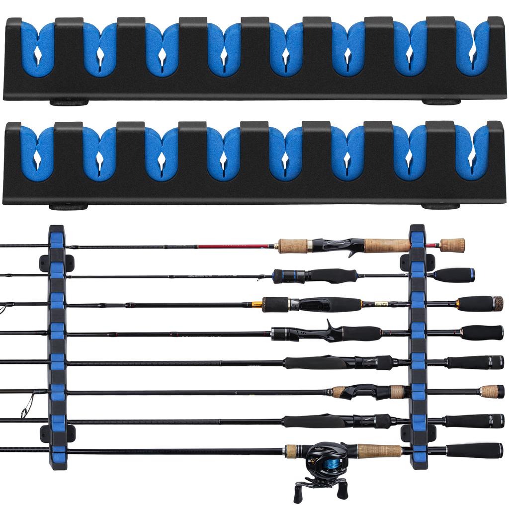 1 pair Horizontal Fishing Rods Storage Rack Wall Mount Fishing Poles Holder Stands For Garage 8-Rods Vertical Plastic Holders 4