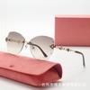 Elegant Fox Head, Glasses Legs, Fashion Sunglasses, Women'S Frameless Sunglasses Uv400 Cat Eye