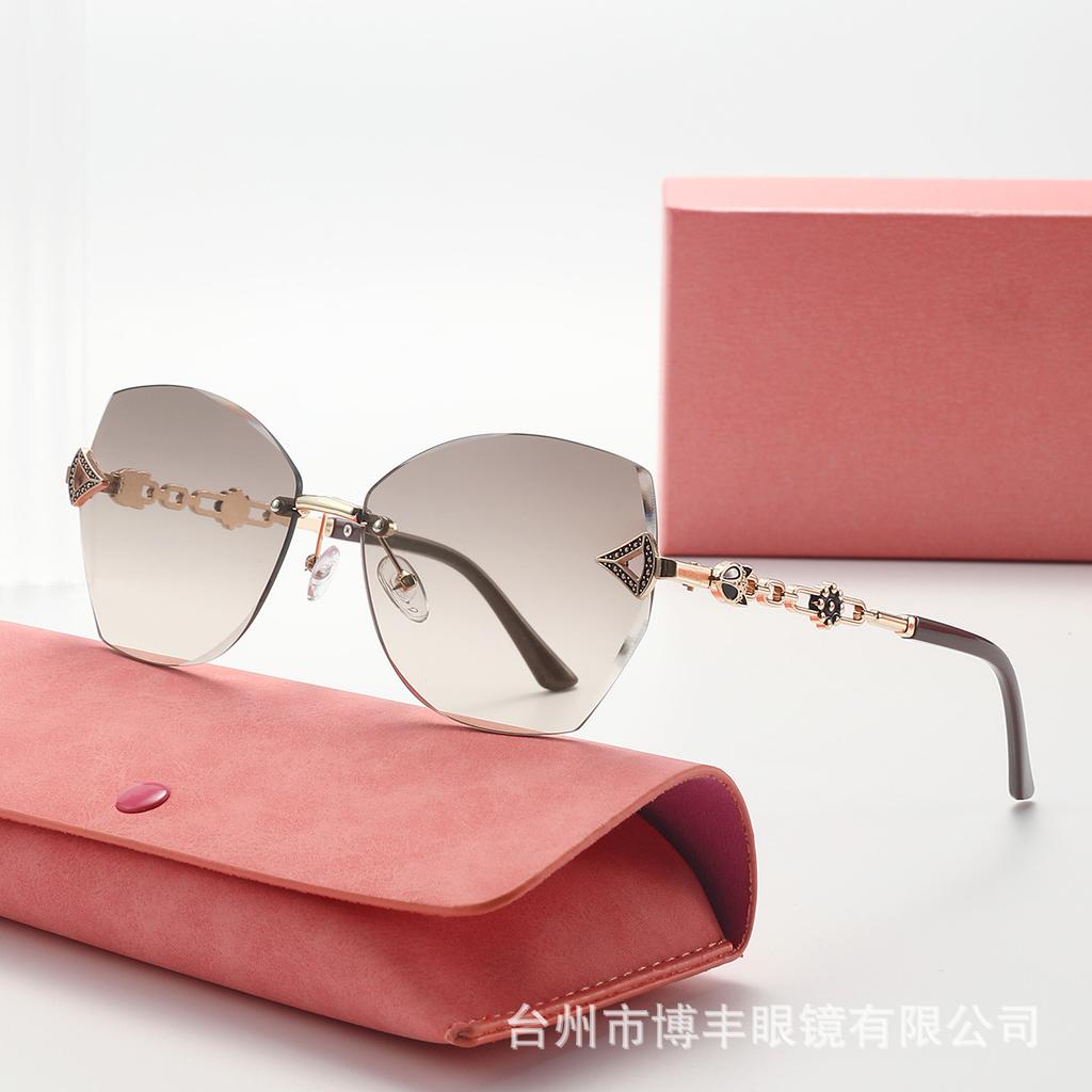 Elegant Fox Head, Glasses Legs, Fashion Sunglasses, Women'S Frameless Sunglasses Uv400 Cat Eye