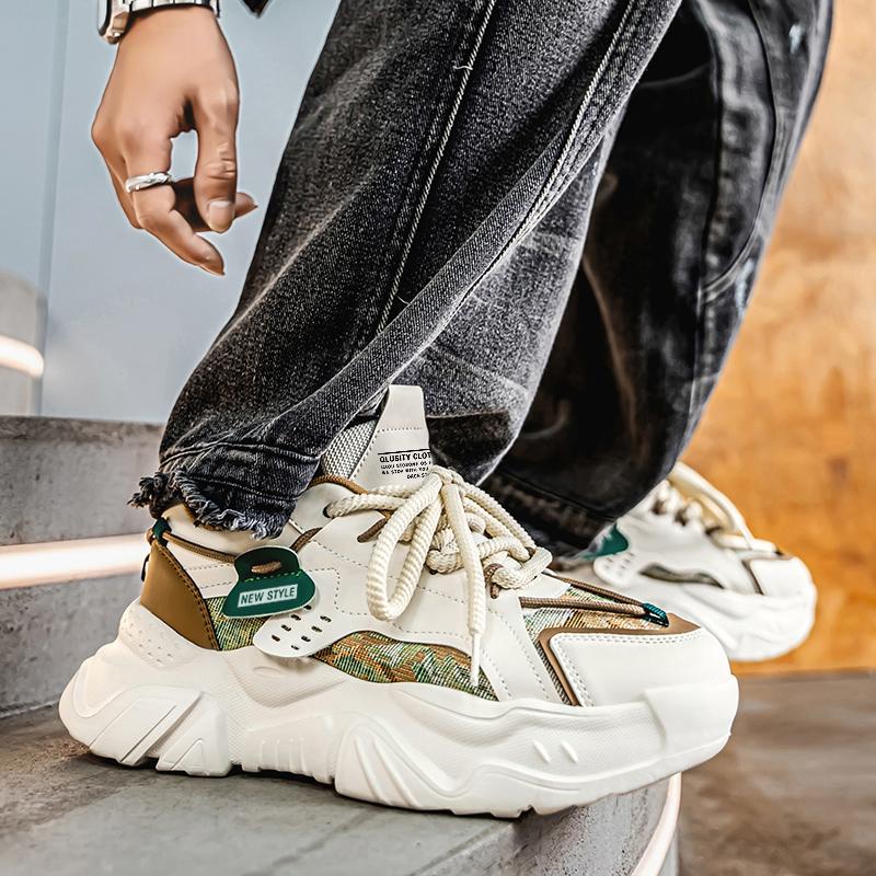 Men's Casual Sports Shoes Four Season New Thick-sole Non-slip Outdoor Running Shoes Students Soft-sole Breathable Joker Sneakers