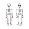 Halloween Skeleton Dangle Earrings for Women Colorful Rhinestone Moving Joint Skull Drop Earrings Gothic Punk Party Jewelry Gift