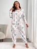 Pigiama da Donna a Manica Lunga e Pantaloni Lunghi, Stile Europeo e Americano, Primavera Autunno, Taglie Forti, Loungewear Adatto per l'Uso all'Aperto