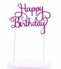 Topper Happy Birthday Różowy Brokat