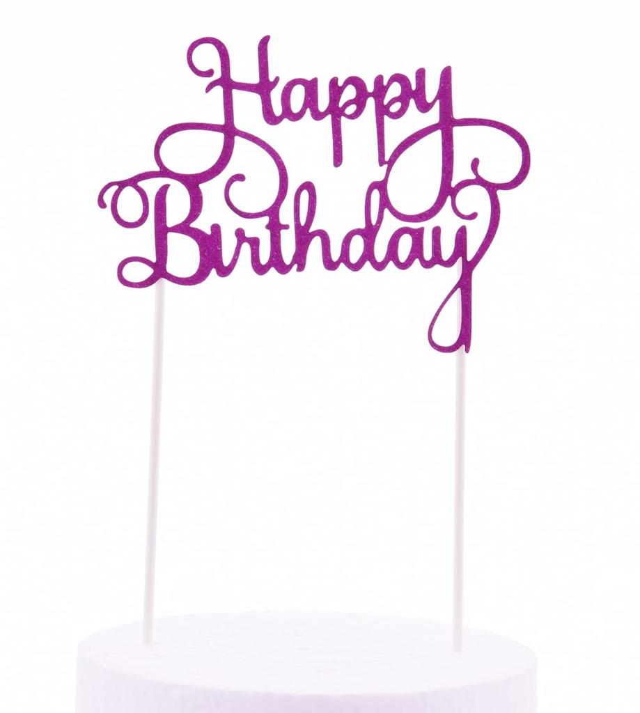 Topper Happy Birthday Różowy Brokat