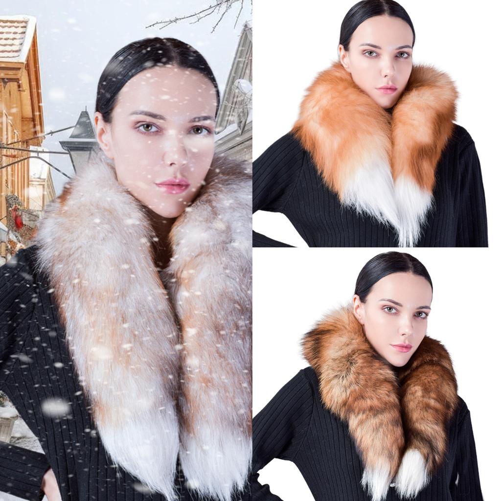 Furry Faux Furs Tail Scarf for Girl Women Winter Neck Warmer Evening Party Scarf Neck Wrap Warm Scarf Dating Collar Scarf