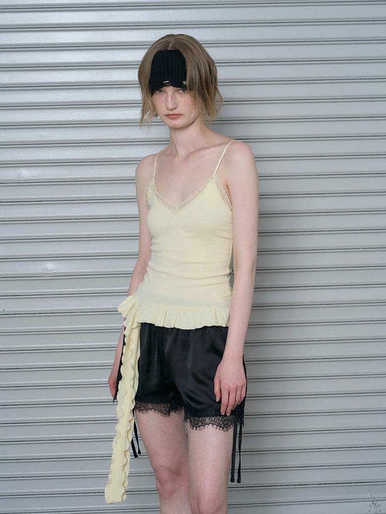Lami Strap Point Satin Pants (Black Color)