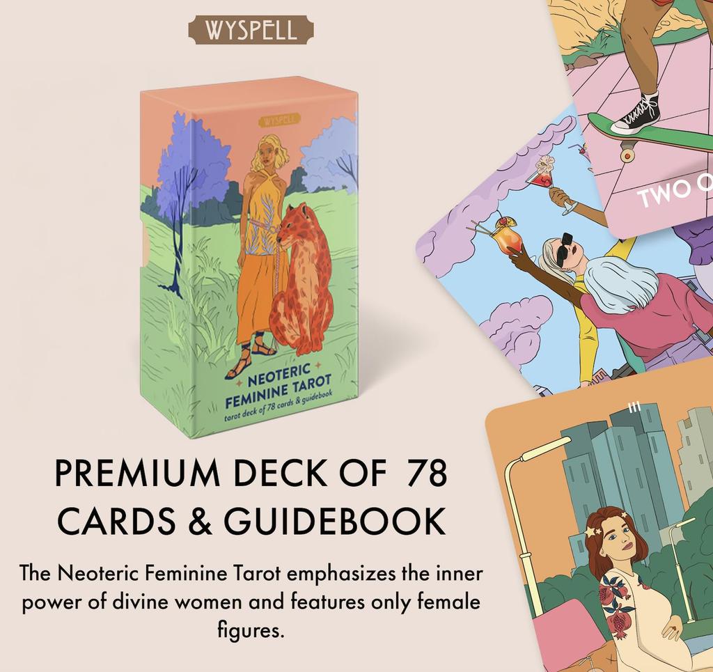 Wyspell Feminine Tarot Card Deck Borderless with Guidebook Neoteric Beginner Tarot Deck – – –