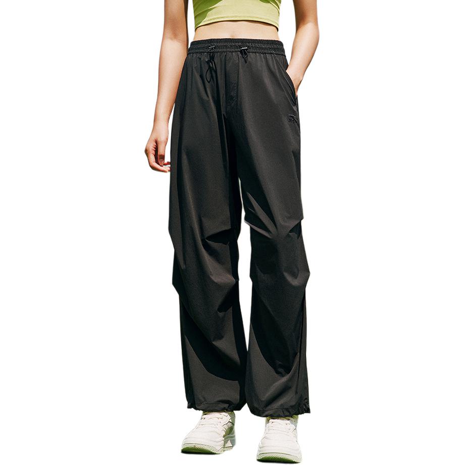 

Anta Comfortable Simple Versatile Solid Color Loose High Waist Breathable Sports Long Pants Women bottoms Black 162528515-2 XL