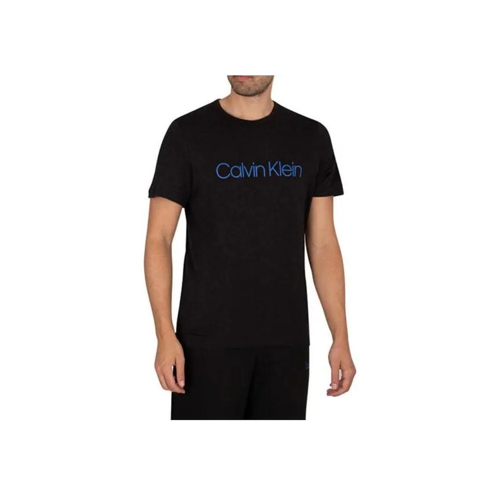 Calvin Klein Letter Print Straight Cut Round Neck Short Sleeve T-Shirt Men Tops Black NM2095E-UB1