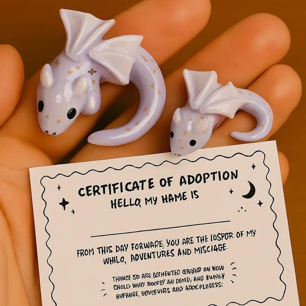 Support Dragon Adoption Kit, Handmade Pocket Support Dragons Figurine, Small Collectible Dragon's Sculpture