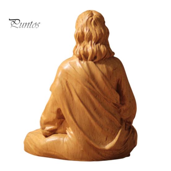 Resin Jesus Ornament Christ Statue Christmas Tabletop Decoration Holy Figurine Sit in Jesus-inspired Holiday Decor Meditation for Tables Mantel