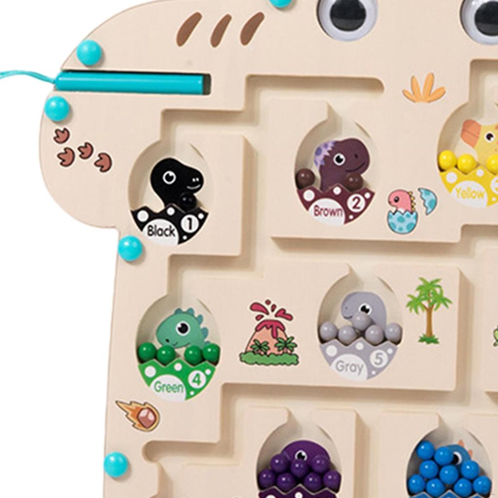 Wooden Magnet Puzzle Game Board Dinosaur Themed for Toddlers 3 4 5 Years Old
