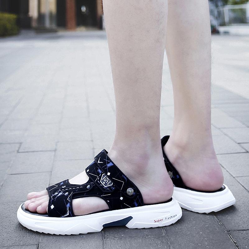 Men's Slippers Summer New Soft Bottom Non-Slip Dual-Use Beach Shoes Trendy Versatile Breathable Sandals Driving Shoes