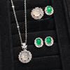 Valuable Lab Jade Diamond Jewelry set 925 Silver Engagement Wedding Rings Earrings Necklace For Women Bridal Party Gift