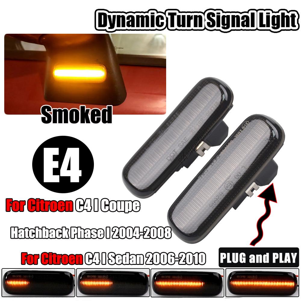 

2PCS LED Sequential Turn Signal Light For Citroen C4 I 2004-2011 Error Free Dynamic Amber Side Mirror Blinker Light Easy tall Dynamic Smoked