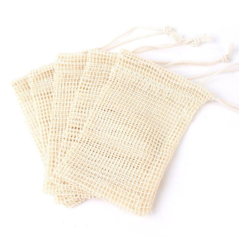 Pure Cotton Foaming Soap Bag - Thickened Ramie Hanging Soap Mesh for Foaming & Storage 9*14CM