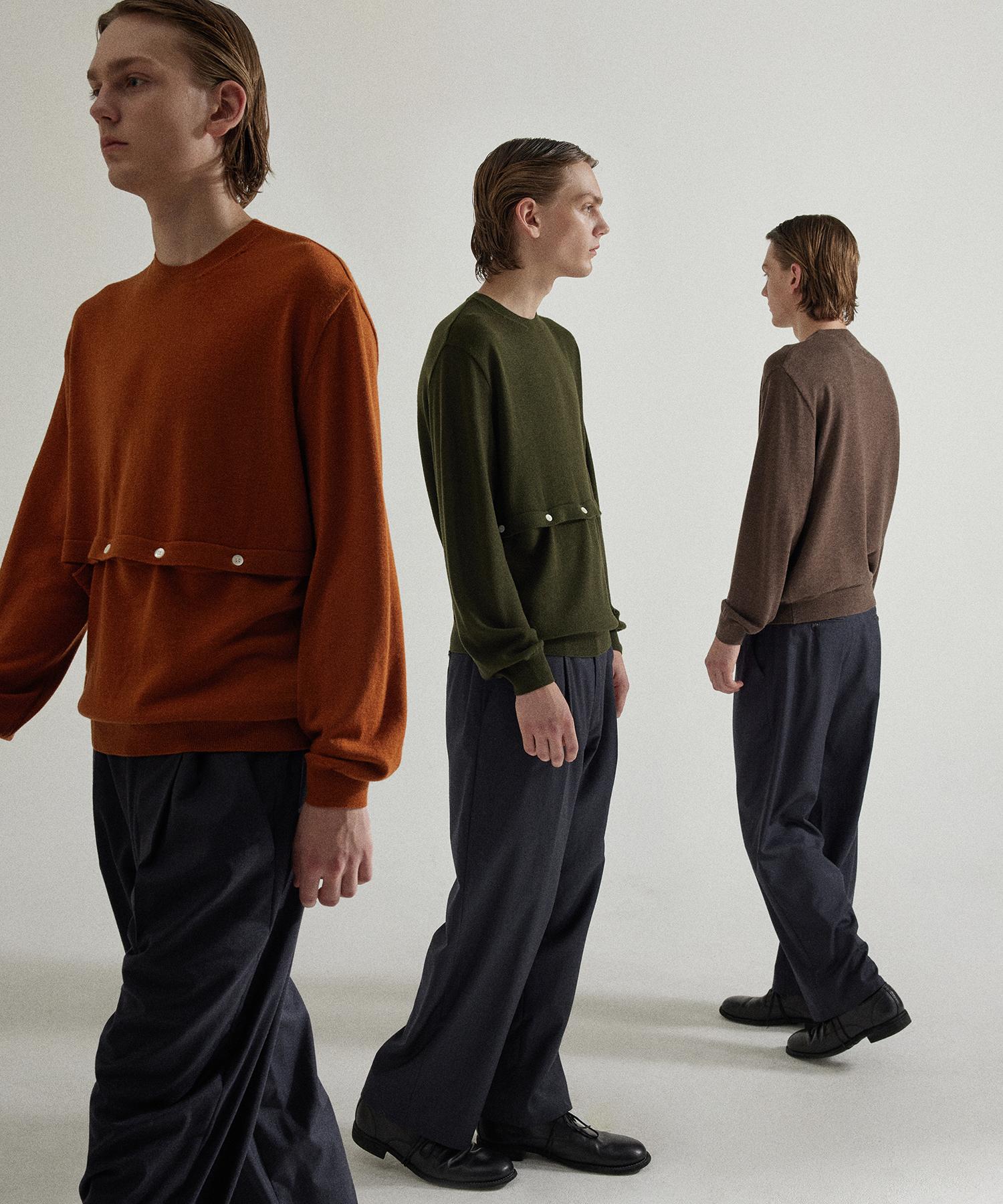 Whatever We Want Merino Wool Slit Bution Knit [Brown] Brown/M
