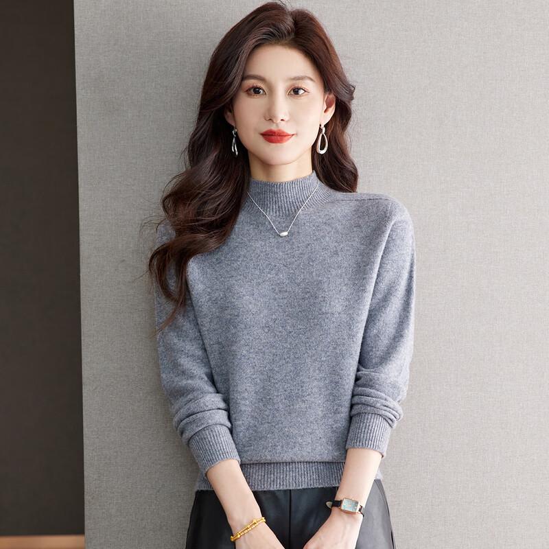 Snowflying Women's Pure Wool Half-High Collar Sweater