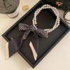 2-In-1 Detachable Pearl Headband Silk Scarf Hairband Women'S Hair Ties Elastic Hair Bands Necklace Fashionable Accessories