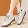 Spring New Leather Soft-soled Flat-soled Sports and Leisure Board Shoes Comfortable High-top Beef Tendon Sole Shoes