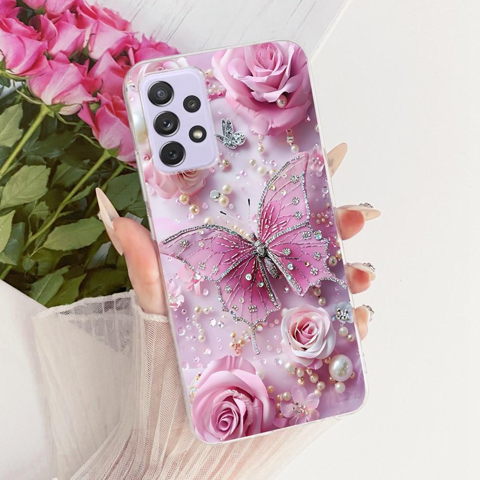 Transparent For Samsung Galaxy A72 4G Case Cute Fashion Flowers Funny Painted Casing For Samsung A72 4G SM-A725M SM-A725F Cover