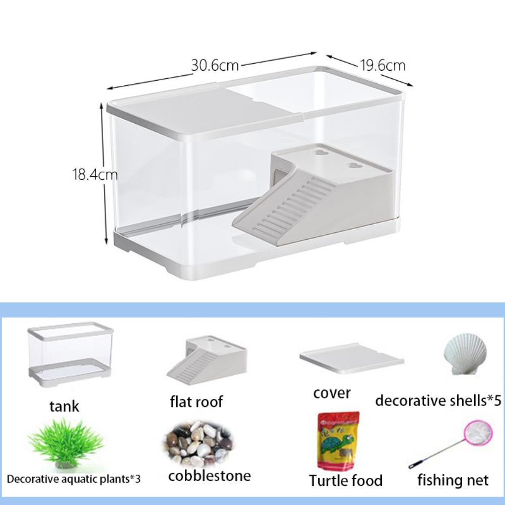 

Декоративные водные растения Среда обитания для рептилий с платформой для баскинга Настольный аквариумный набор белый