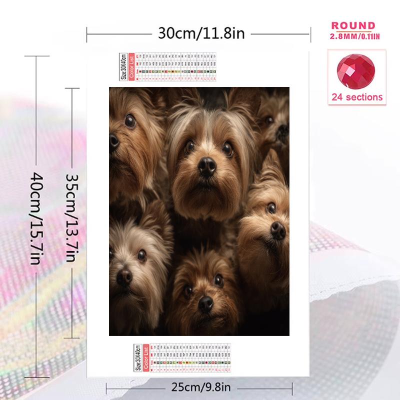 Yorkshire Terrier Pattern 3pcs 100% Round Full Drill 5D DIY Diamond Painting Embroidery Cross Stitch Rhinestone Décor