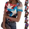 Women's Casual Fashion Round Neck Independence Day Print Short-Sleeve Ribbed Top
