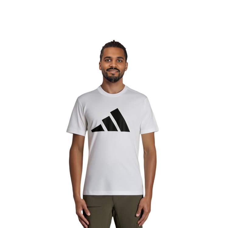 Adidas T Shirts Men's White Crew Neck Moderate Straight Fit H46558