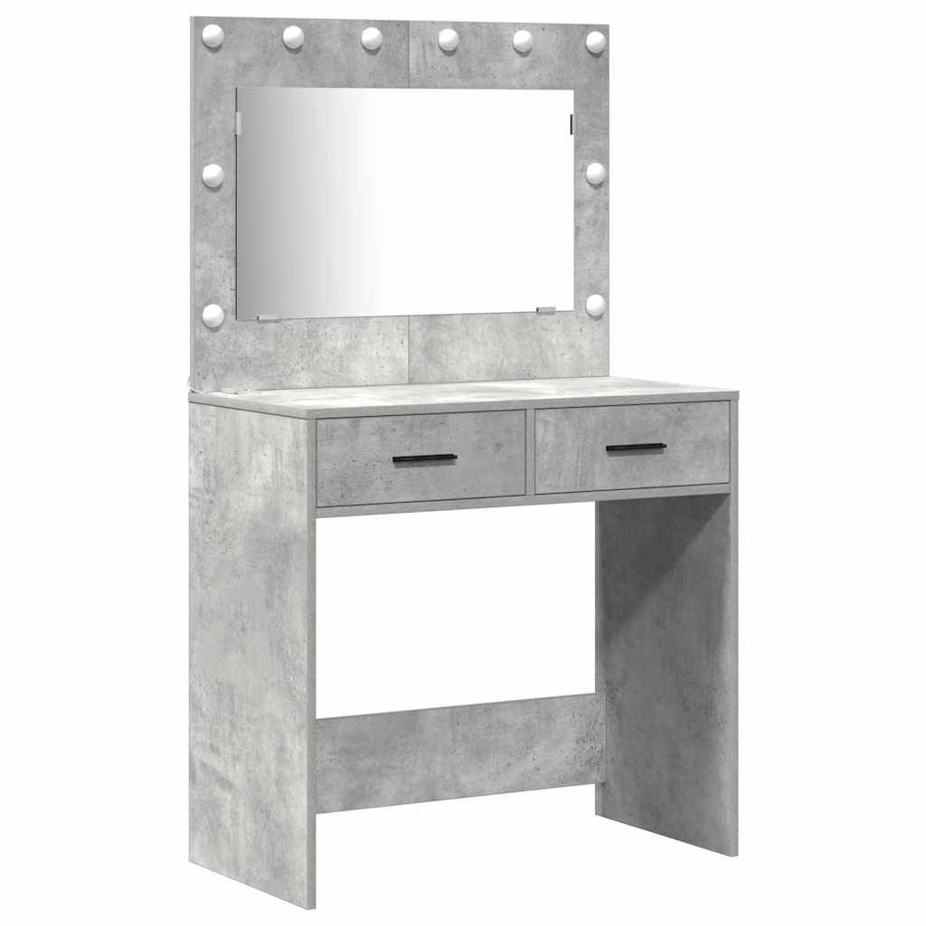 Makeup Table with Drawers 3 pcs Concrete Grey Particleboard