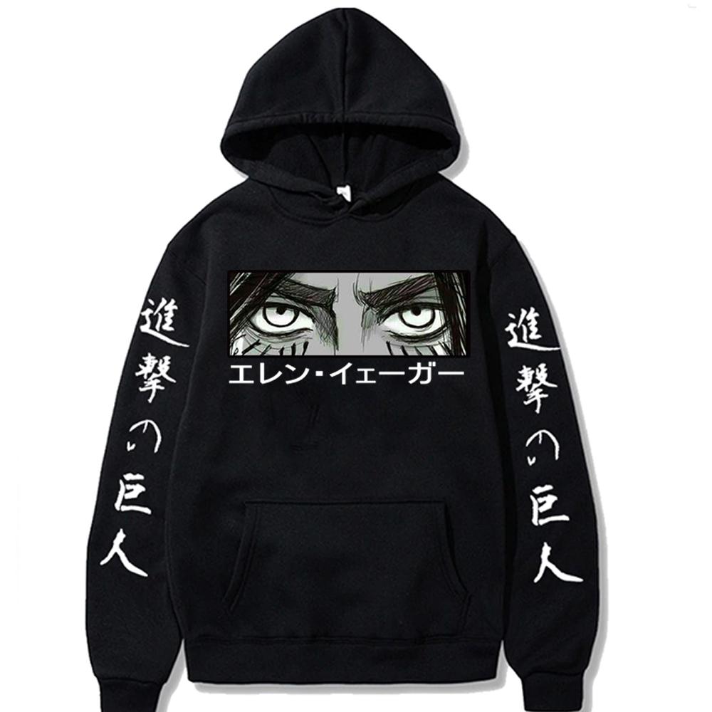 Japan Anime Attack On Titan Hoodies Pullover Women Men Eren Yeager Eyes Long Sleeve Sweatshirt Hoodies