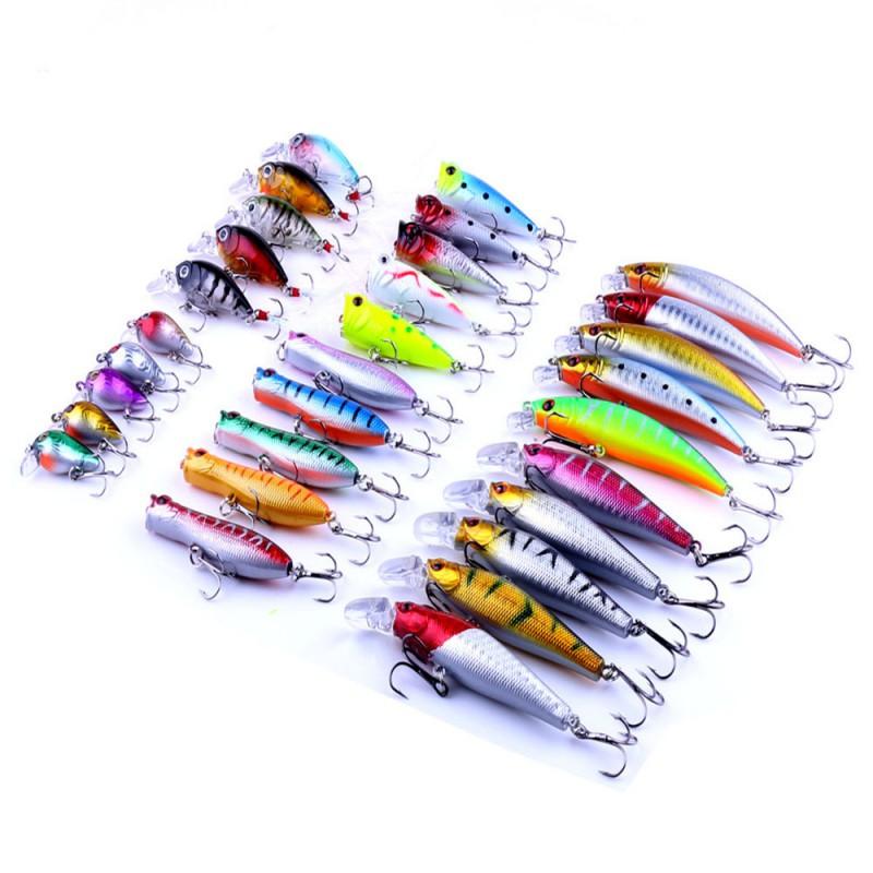 HENGJIA Minnow Fishing Lure Set 30pcs Assorted Sizes Soft Bait Bass Pike Walleye Freshwater Saltwater