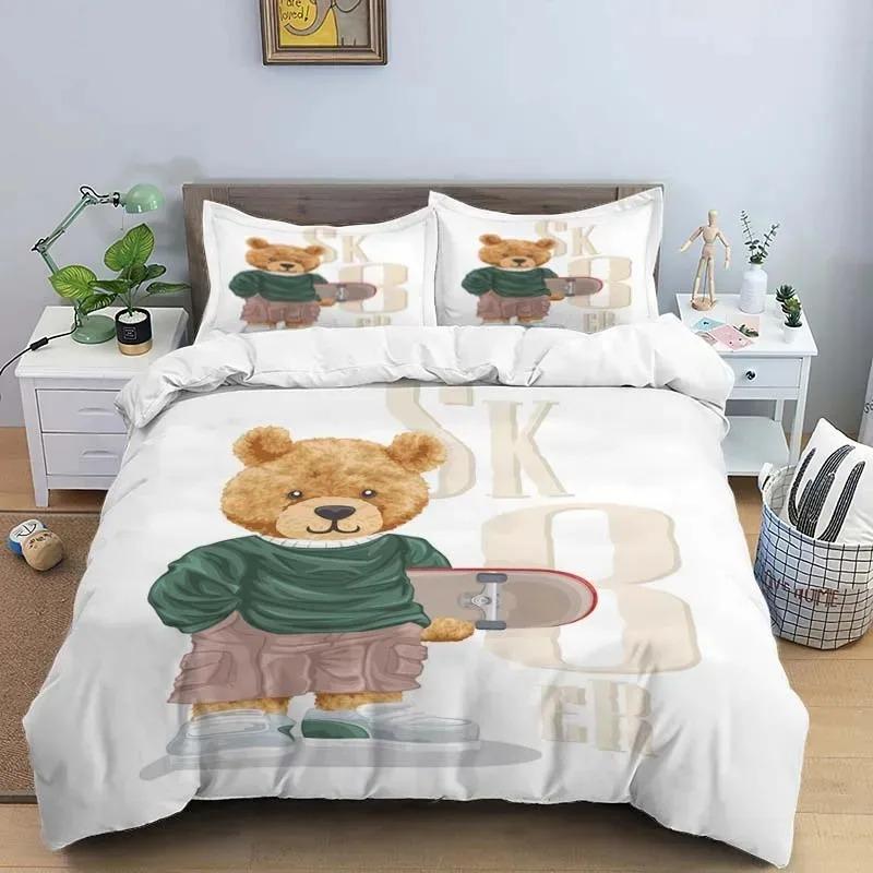 Bärenmuster Digitales Bettwäscheset Einzelbett Twin Full Queen King Size Polyester Schlafzimmer Bettbezug Aldult Kinder Steppdeckenbezug Set