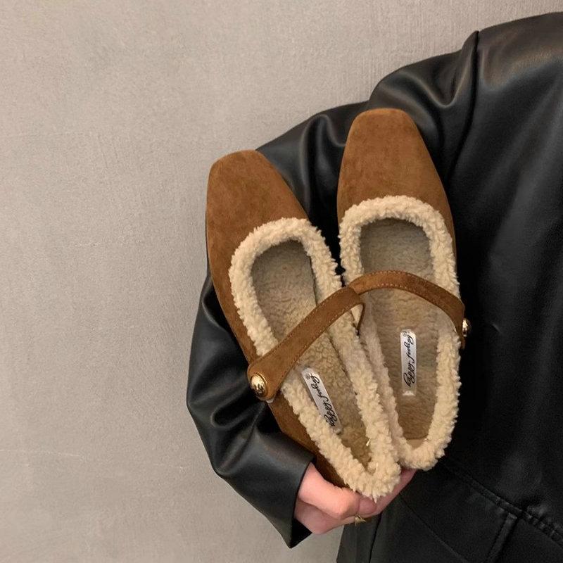 

Fashion Flats Shoe for Women s New Autumn and Winter French Velvet Leopard Print Shallow Mouth Retro Flat Mary Jane Shoes Ladies 40 коричневый