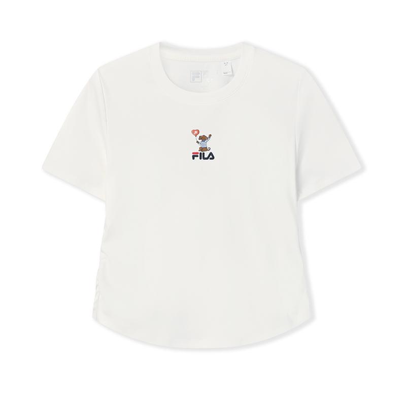 

FILA Original Embroidered Dog Slim Fit Short Sleeve T-Shirt Women tops F61W629108F-WT XS